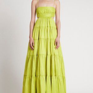 Aje Sartre Cut Out Tiered Maxi Dress Chartreuse